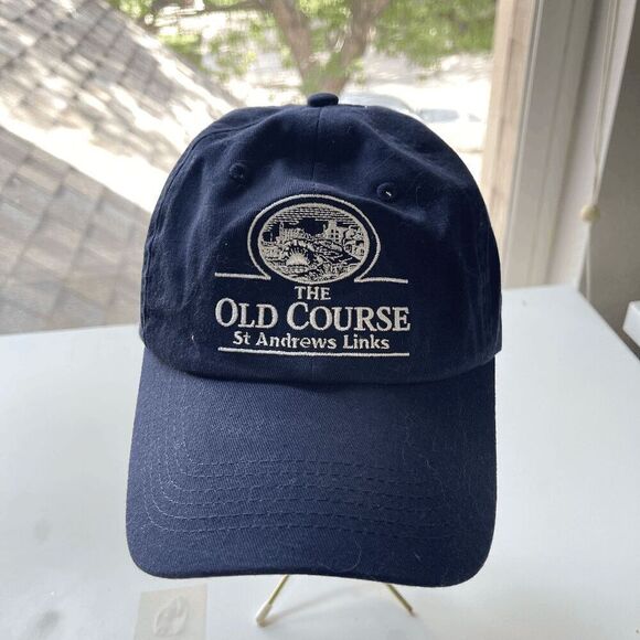 The Old Course St Andrews Links Embroidered Strapback Baseball Hat Navy Blue - Picture 8 of 8